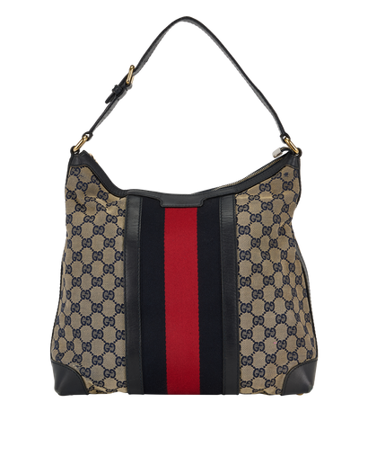 Medium GG Hobo, &pound;290, Handbags, Beige/Navy, Canvas, Front view